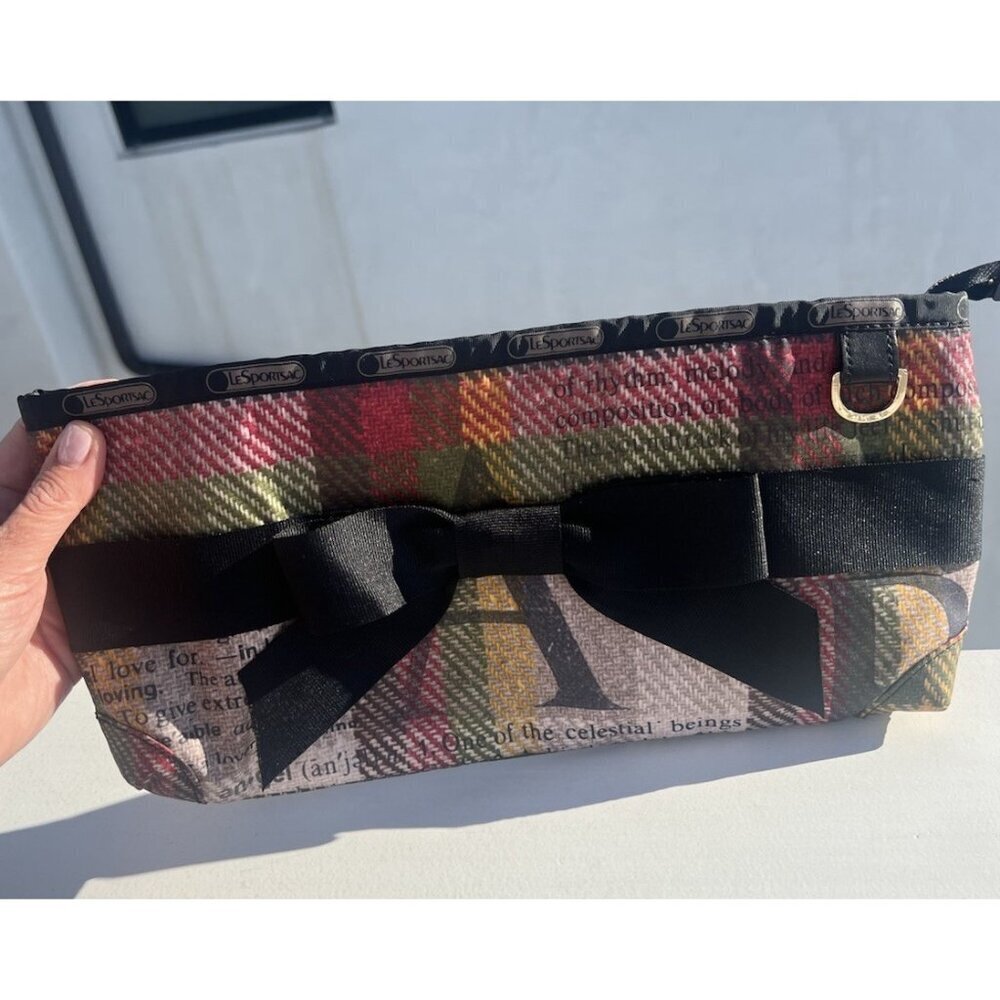 LeSportsac LAMB Gwen Stefani vintage Y2K plaid grunge grosgrain bow zip clutch
